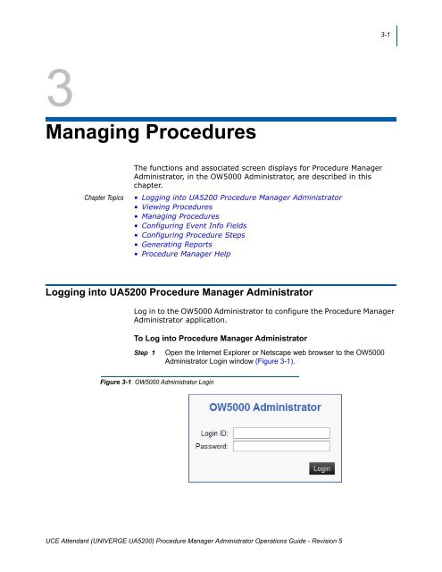 UA5200 Procedure Manager Administrator Operations Guide - NEC ...