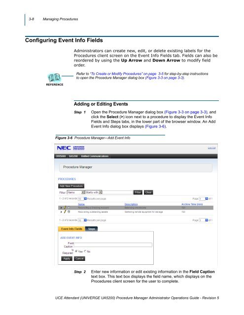 UA5200 Procedure Manager Administrator Operations Guide - NEC ...