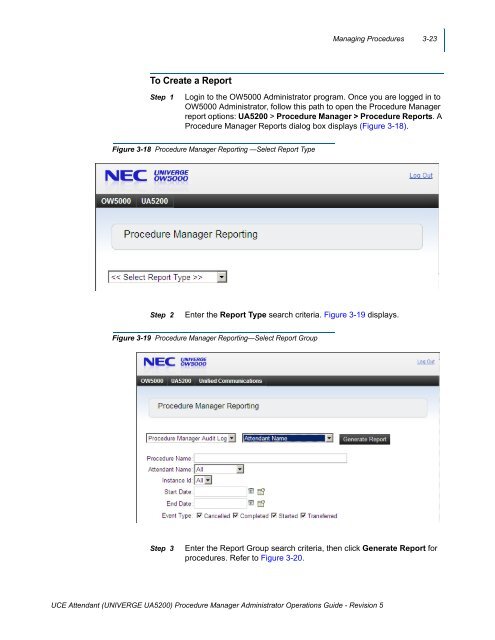 UA5200 Procedure Manager Administrator Operations Guide - NEC ...