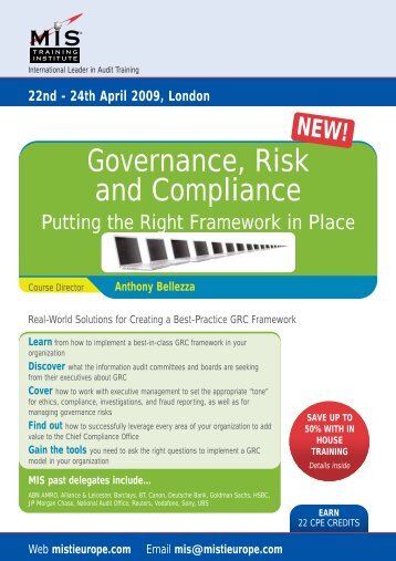 Governance, Risk And Compliance – Internal Audit - MIS Training