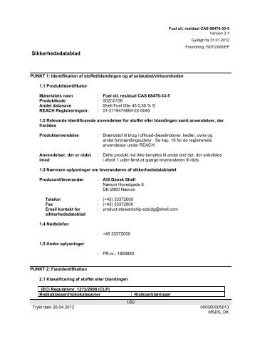 Sikkerhedsdatablad - Shell