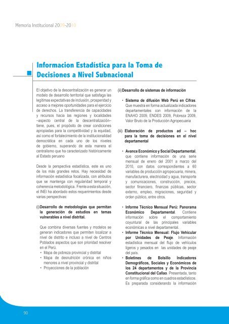 Memoria Institucional 2009-2010 - INTRANET INSTITUCIONAL - Inei