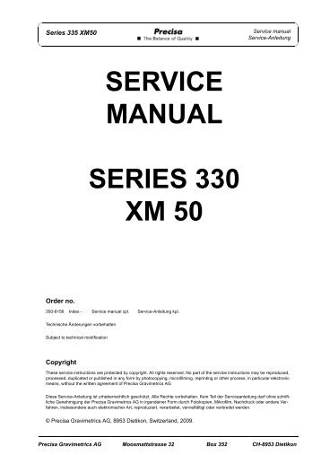 SERVICE MANUAL SERIES 330 XM 50 - Precisa