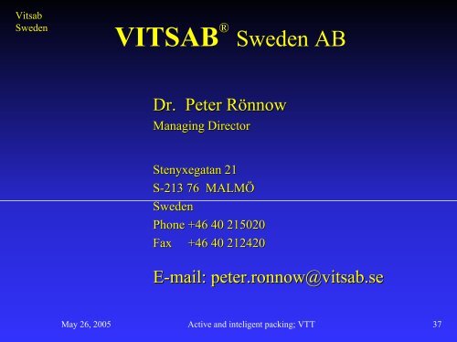 VITSABÂ® Visual Indicator Tag System AB