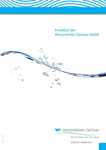 Preisblatt der Wasserwerke Zwickau GmbH