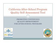 California After-School Program Quality Self-Assessment Tool