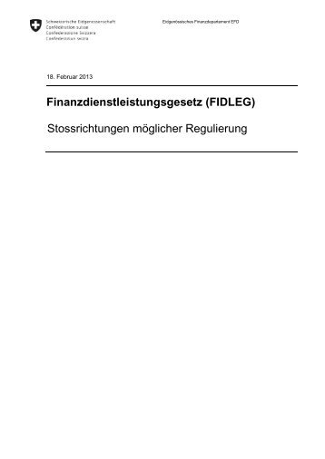 Finanzdienstleistungsgesetz (FIDLEG) Stossrichtungen ... - EFD