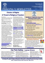Car Park Safety - Learner Drivers - Waverley Christian College