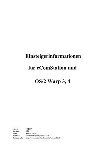 Einsteigerinformationen für eComStation und ... - Team OS/2 Ruhr eV