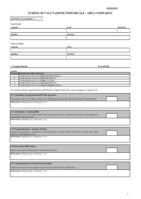 scheda di valutazione individuale - area comparto - Azienda Servizi ...