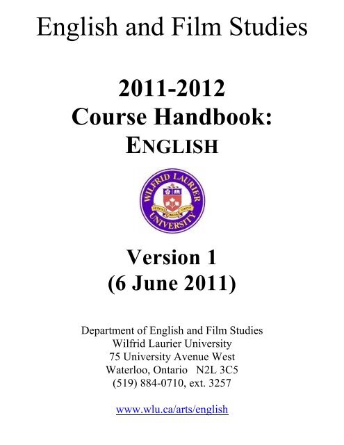 English And Film Studies Wilfrid Laurier University