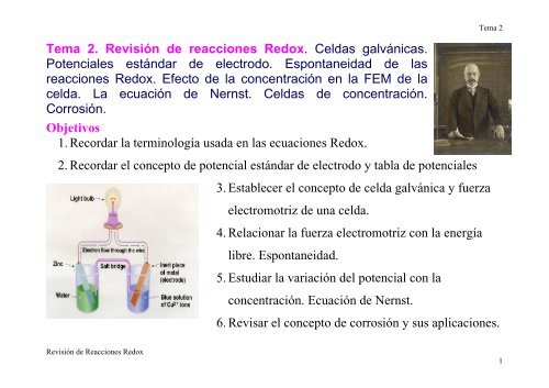 Tema 2. Revisión de reacciones Redox. Celdas galvánicas ...