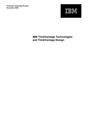IBM ThinkVantage Technologies and ThinkVantage ... - Tech Data