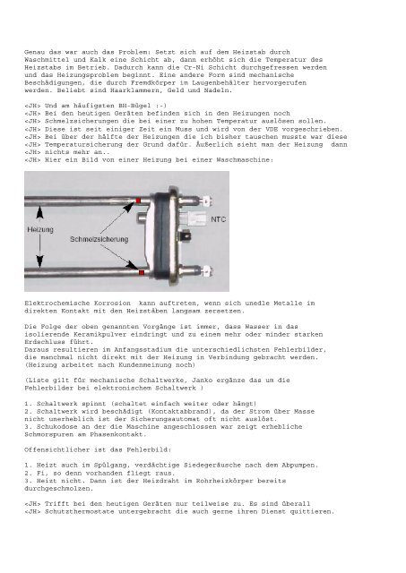 Calgon und Heizungen in Waschmaschinen - Teamhack