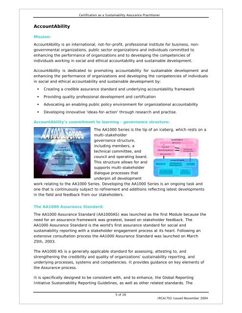 Certification as a Sustainability Assurance Practitioner - AccountAbility