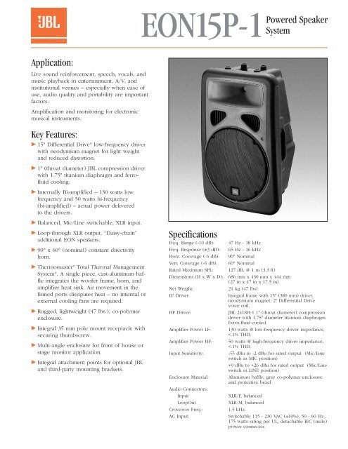 bord spansk Countryside EON15P-1 - JBL Professional