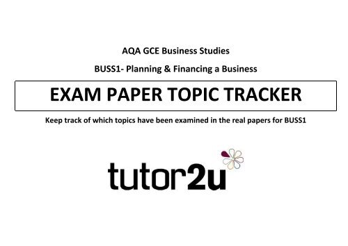 AQA BUSS1 Topic Tracker - Tutor2u