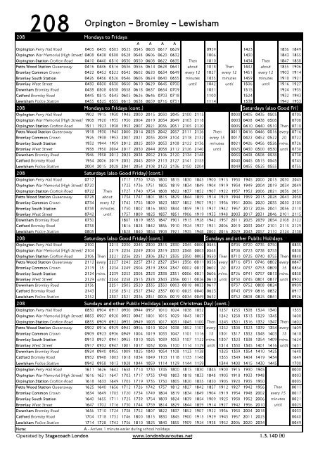208 Timetable London Bus Routes<script async src=