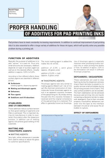 Proper handling of Additives for Pad Printing Inks - Coates Screen