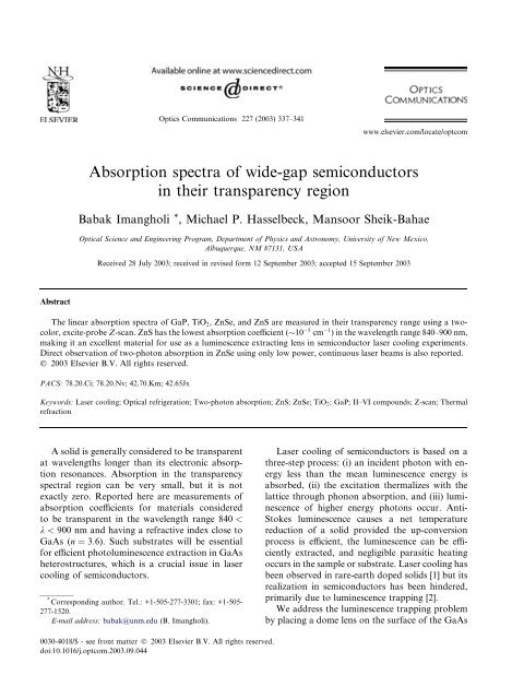 Absorption spectra of wide-gap semiconductors in their ...