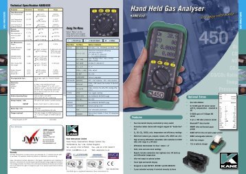 Kane 450 combustion flue gas analyser technical specification