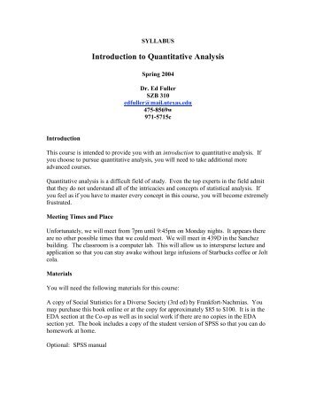 Introduction to Quantitative Analysis