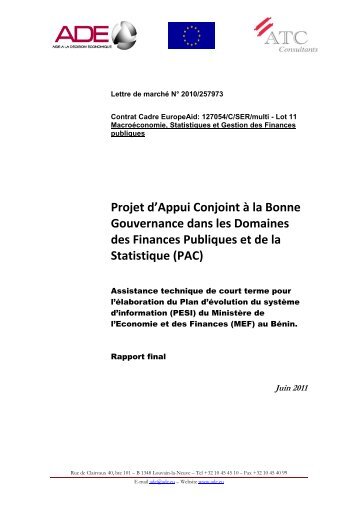 Projet d'Appui Conjoint Ã  la Bonne Gouvernance dans les ...