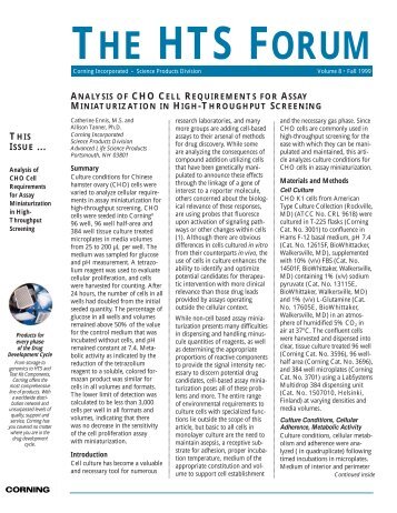 Analysis Of CHO Cell Requirements For Assay Miniaturization In ...