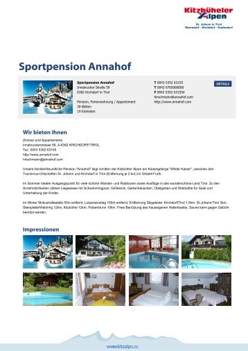 Sportpension Annahof - Kitzbüheler Alpen St. Johann in Tirol