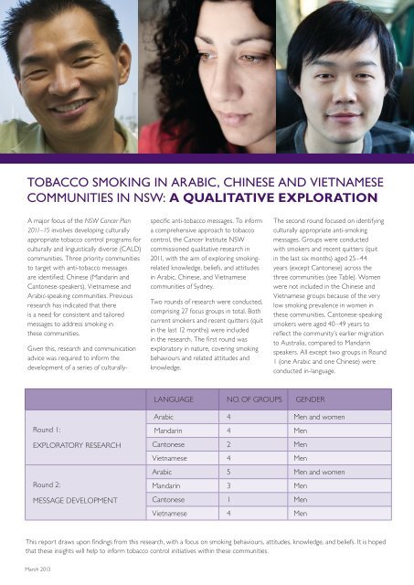 tobacco smoking in arabic, chinese and vietnamese communities in ...