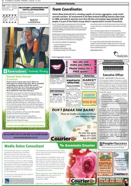 Te Awamutu Courier - August 18th, 2011 - Te Awamutu Online