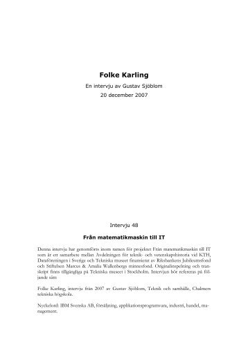 Folke Karling - Tekniska museet