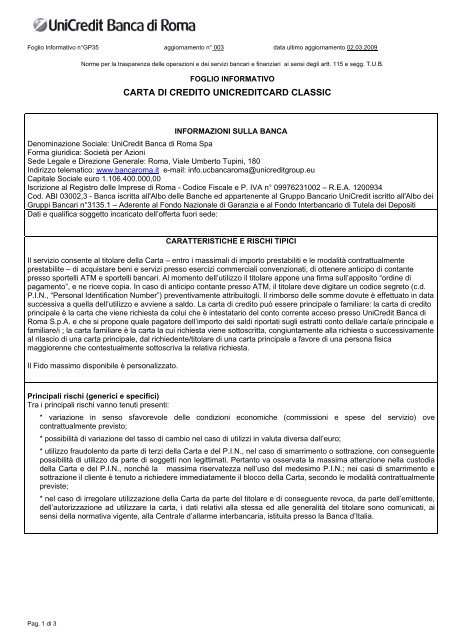 Carta Di Credito Unicreditcard Classic
