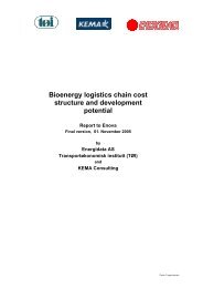 Bioenergy logistics chain cost structure and development potential