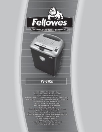 Manuel d'utilisation PS67Cs - Fellowes