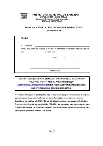Arquivo para Download PP-06/2011 - Prefeitura Municipal de Sarzedo