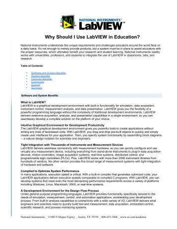 Why Should I Use LabVIEW in Education? - TYC Physics Workshop ...