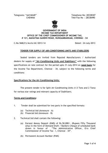 Tender Notice - Income Tax Department