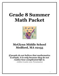Grade 8 Summer Math Packet - Medford Public Schools