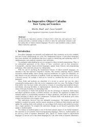 An imperative object calculus: Basic typing and ... - Luca Cardelli