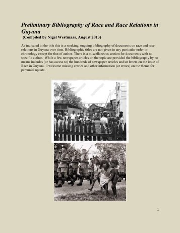 Guyana bibliography of race (Westmaas) - Guyanese Online