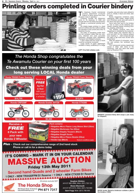 Te Awamutu Courier - Centenary Edition - April 18th, 2011