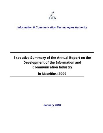 Executive Summary of the Annual Report on the ... - ICTA