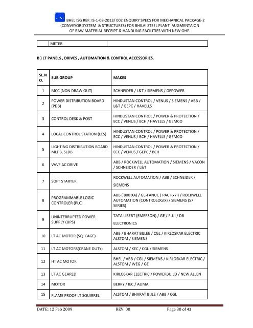 CONTENT - BHEL - Industrial Systems Group