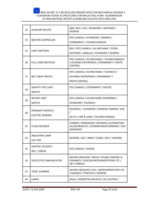 CONTENT - BHEL - Industrial Systems Group