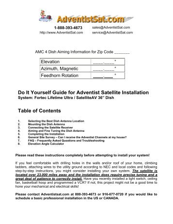 Do It Yourself Guide for Adventist Satellite Installation Table of ...