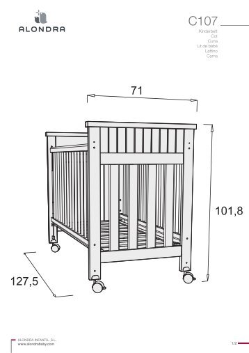 Kinderbett Cot Cuna Lit de bÃ©bÃ© Lettino Cama 1/2 - Alondra Infantil