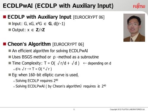 G - 16th workshop on Elliptic Curve Cryptography