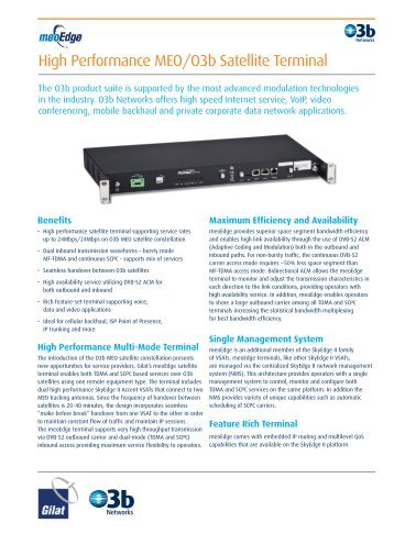 High Performance MEO/O3b Satellite Terminal - O3b Networks