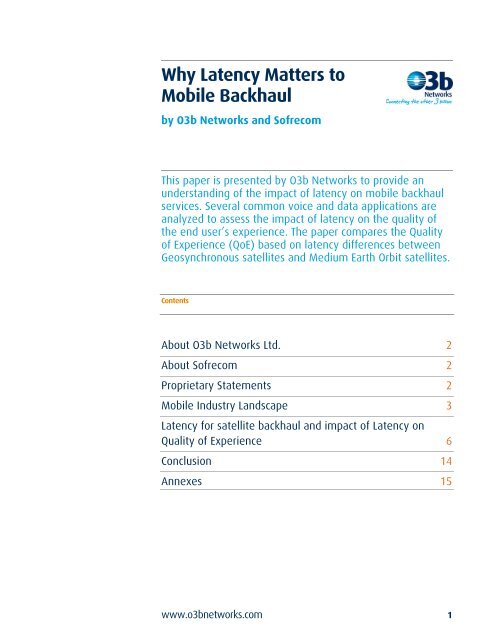 Why Latency Matters to Mobile Backhaul - O3b Networks